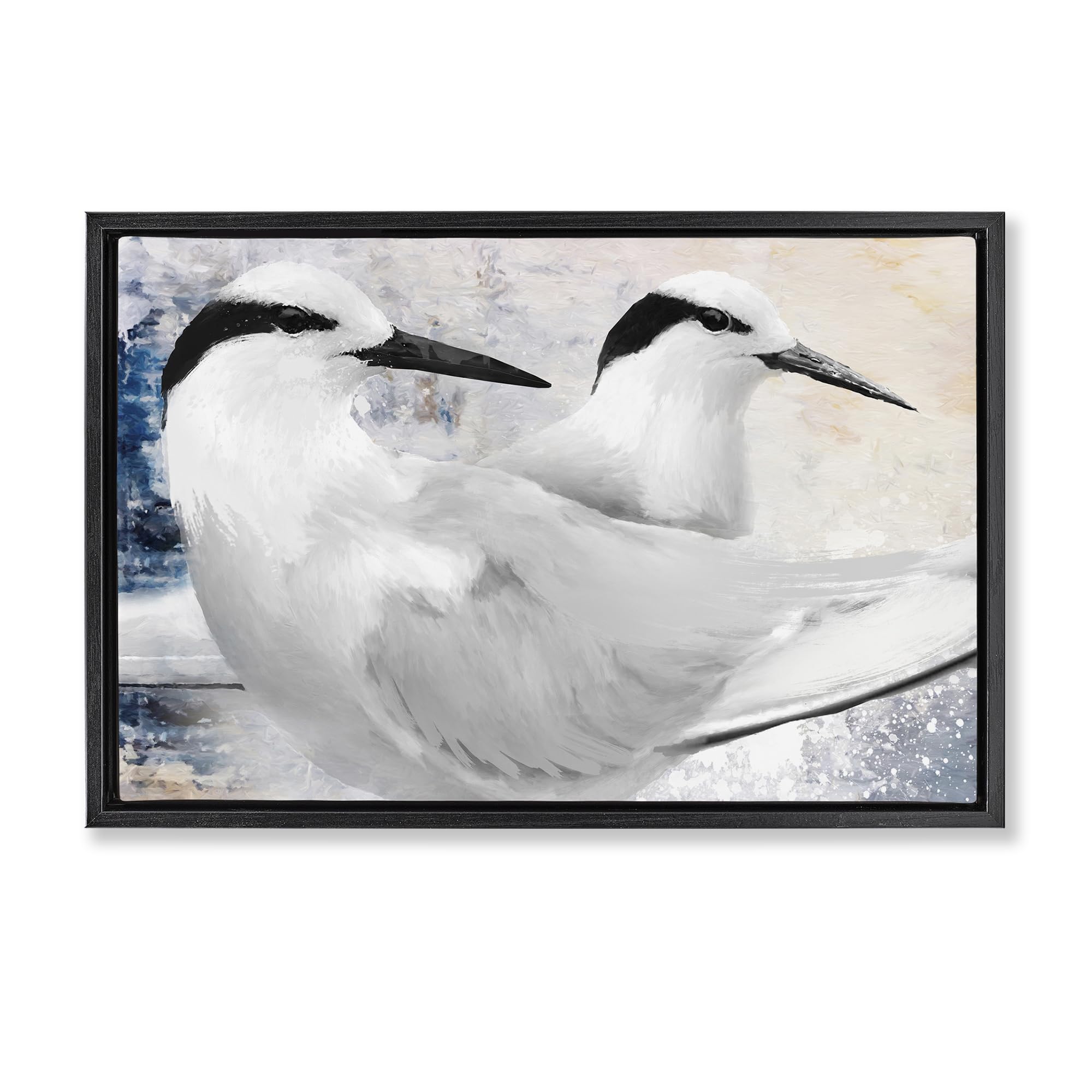 Stupell Industries 'Black Naped Tern', Floating Frame Canvas Art, Black, 31 x 21 Inches, Easy to Hang and Sturdy, Made in USA, by Porter Hastings