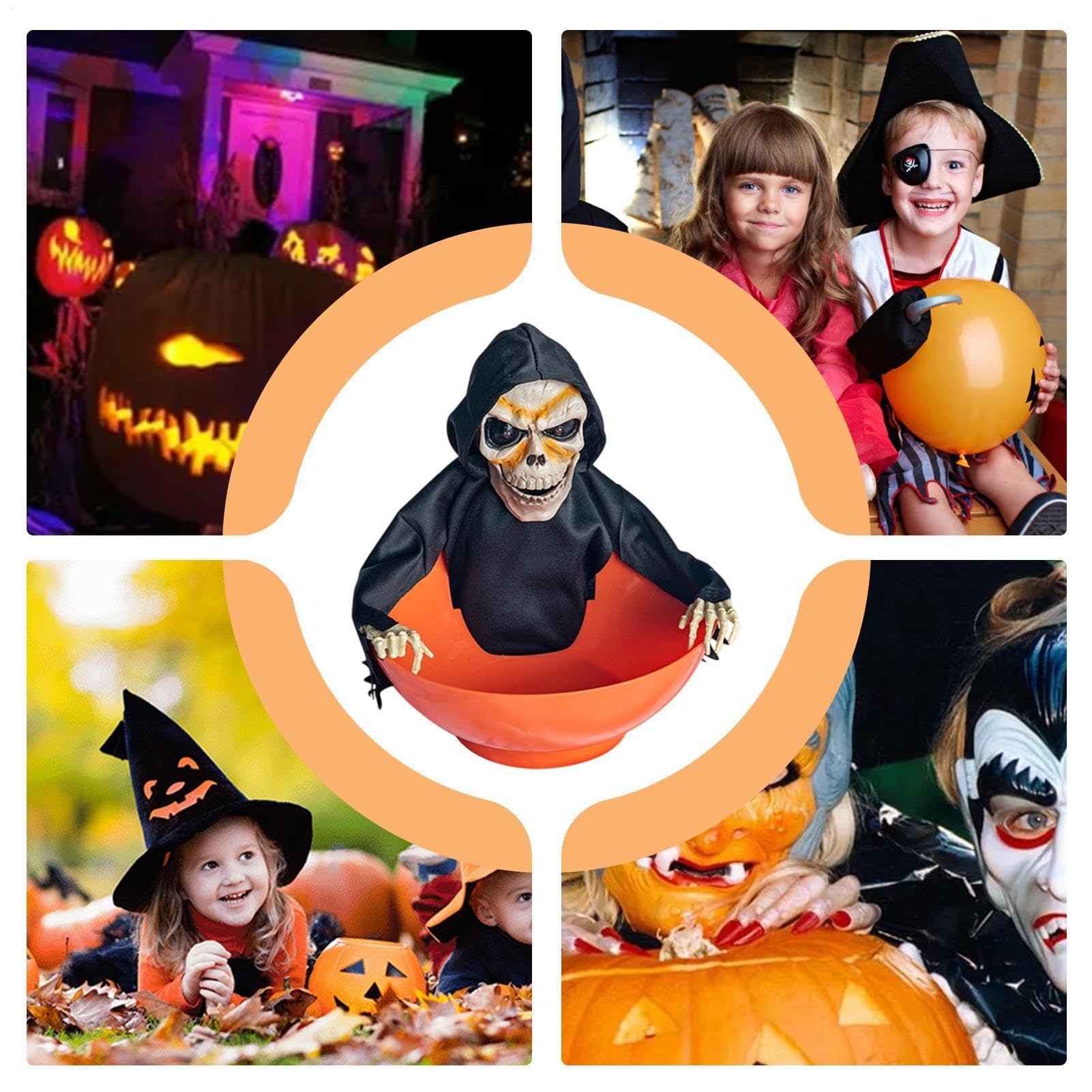 Generisch Porta caramelle per Halloween, decorazione con scheletro animato