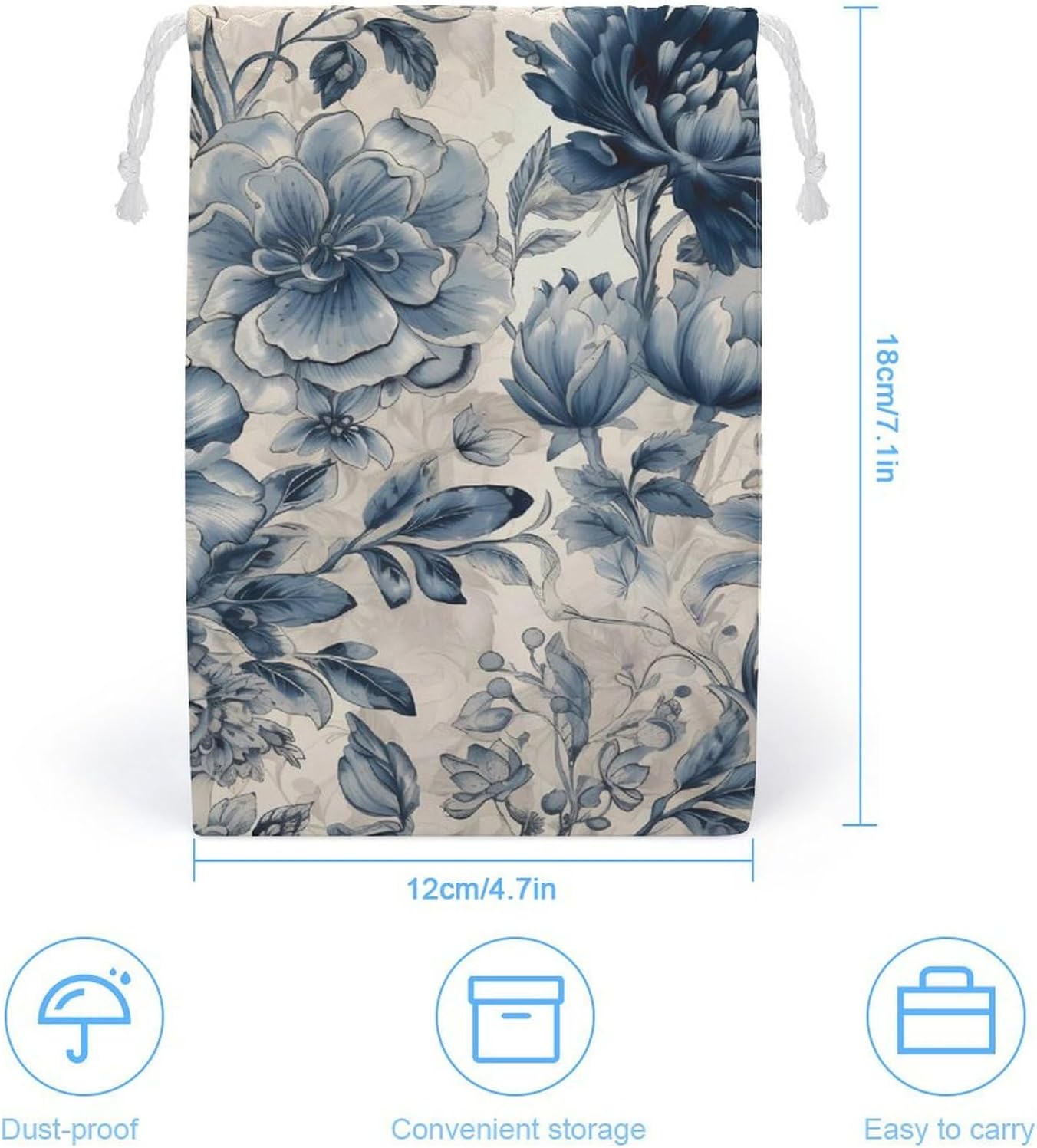 Storage Bags Makeup Bag Toy Bag Reusable Bags Toiletry Blue Flower Pattern Printed Organizer Multi Purpose Foldable Ditty Bag Travel Pouch image 2