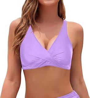 Gafas Dinero Mujer Bikini Top con Cobertura Completa Sin Parte Inferior, Trajes de Baño Push Up Top Sujetador Deportivo Trajes de Baño Tops Camiseta sin Mangas para Hombre