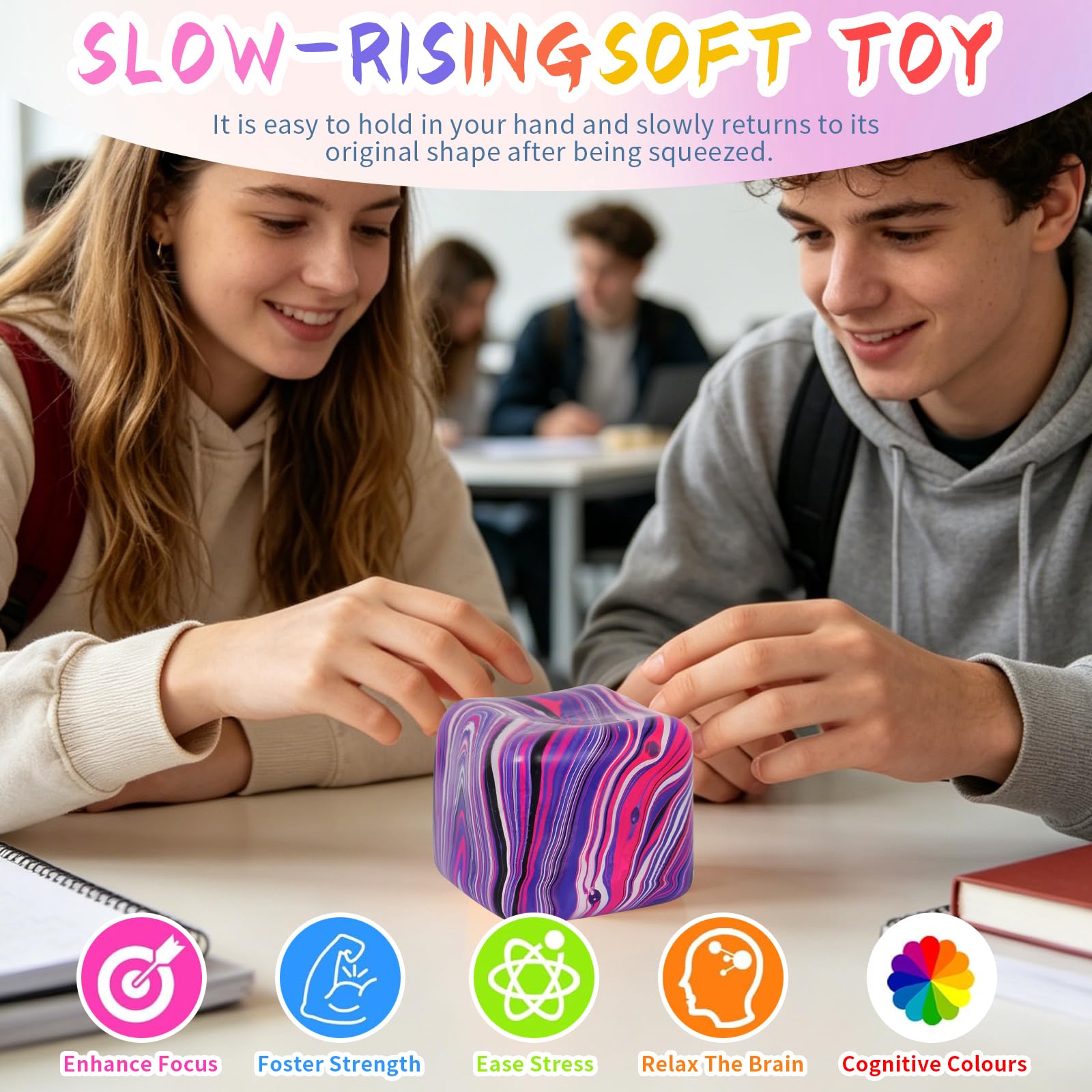 Squishy Cube, Squishy Stress Würfel, Eiswürfel Sensorik Stressball, Eiswürfel-Fidget-Toy, Ice Cube Squishy, Fidget Cube Stressball, Squishy Fidget Toys, für Erwachsene Angstlinderung