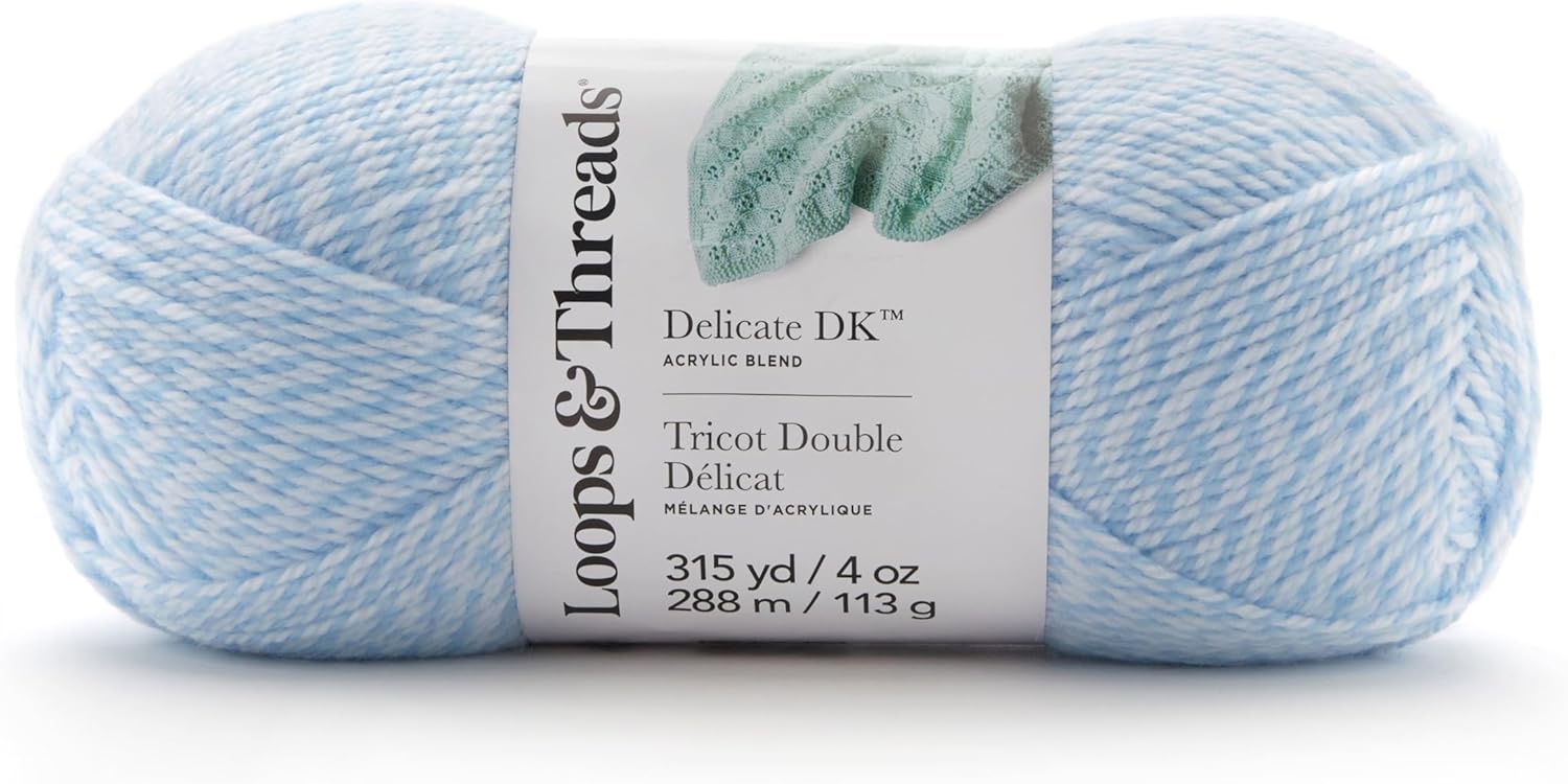 Loops & Threads Blue Marl Delicate DK Yarn – Light Weight Yarn for Knitting, Crochet, Weaving, Arts & Crafts, 15 Pack