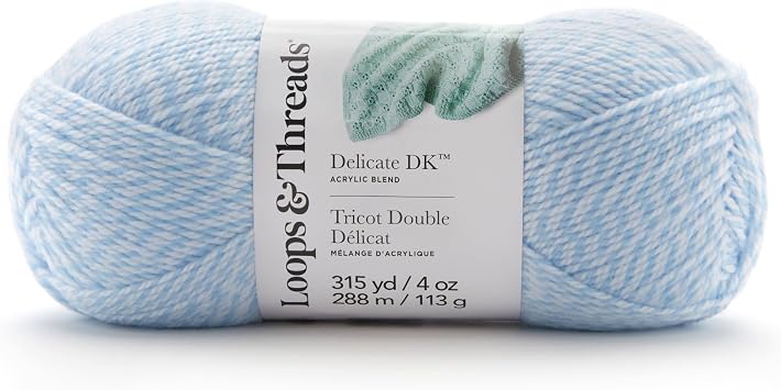 Loops & Threads Blue Marl Delicate DK Yarn Light Weight Yarn for Knitting, Crochet, Weaving, Arts & Crafts, 15 Pack