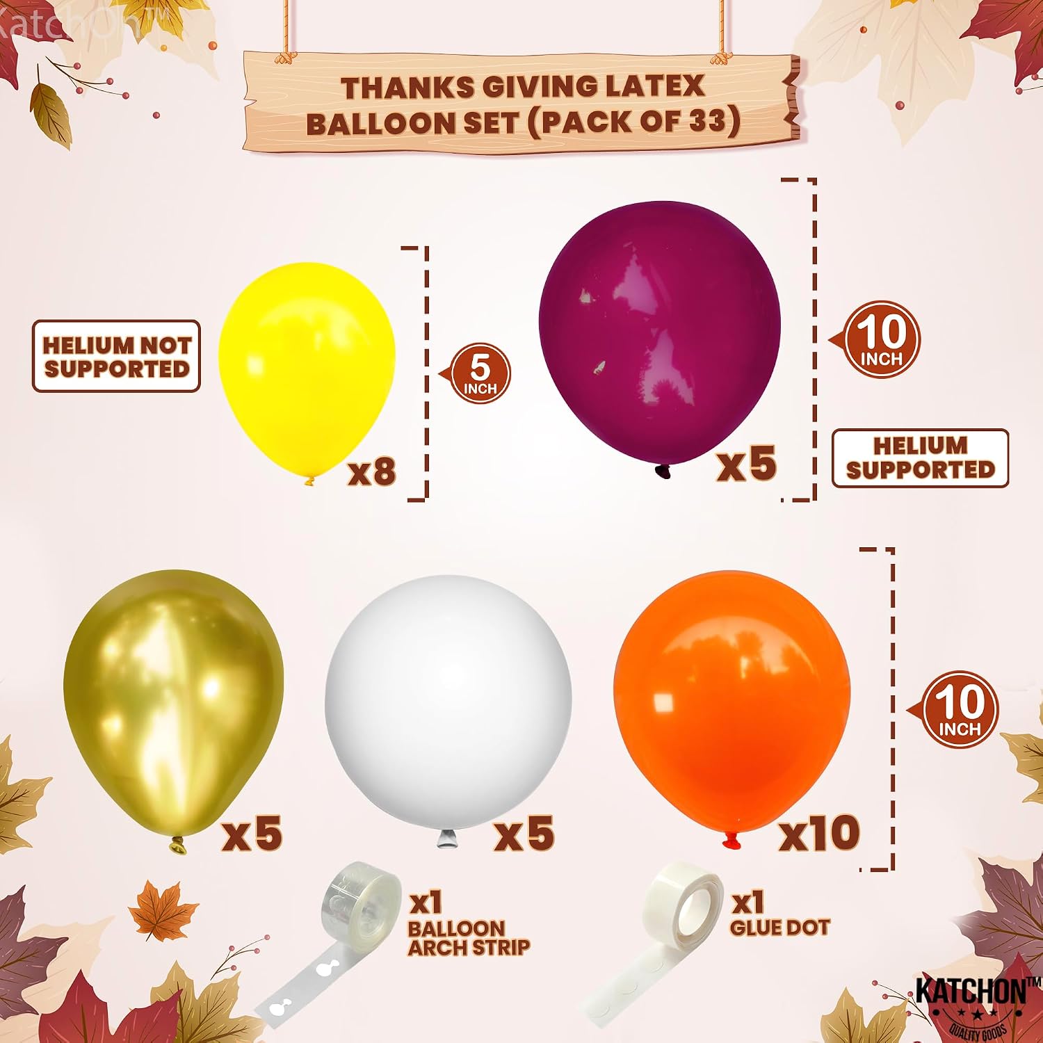 KatchOn Happy Thanksgiving Balloons Arch - Pack of 34 | Fall Balloon Arch Kit for Thanksgiving Party Decor