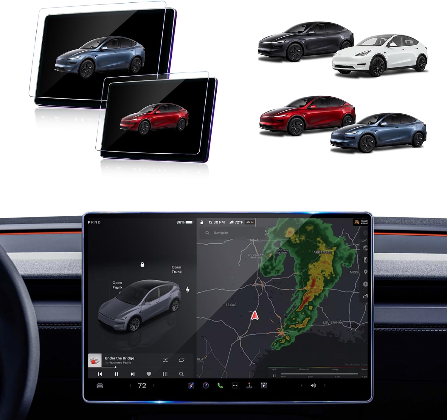 Matte Screen Protector for 2026+ Tesla Model Y Juniper [Premium and Performance] 16 inch Navi and 8 inch Rear Display Accessories [Tempered Glass Anti Glare & Fingerprint]