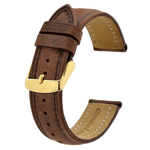 BISONSTRAP Vintage Watch Straps with Gold/Rose Gold Buckle, Leather Replacement