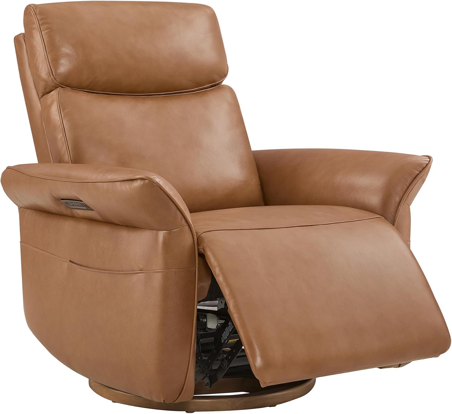 CHITA Genuine Leather Power Recliner Chair Triple-Motor Swivel Glider Nursery Rocker Adjustable Headrest Lumbar GREENGUARD Gold Saddle Brown