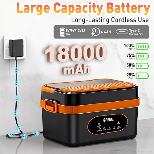 Gamexop 1.5L Upgrade Scaldavivande Elettrico Portatile, Ricaricabile Riscaldamento Automatico Porta Pranzo Termico per Interno ed Esterno Auto Camion e Ufficio Contenitore Termico Per Alimenti Caldi - 5
