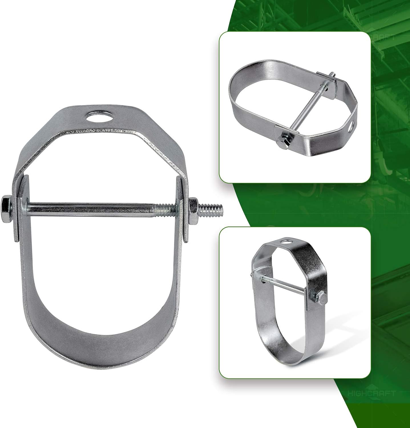 HIGHCRAFT IDT-H012 Clevis Hanger Standard Galvanized Steel, 12, Chrome