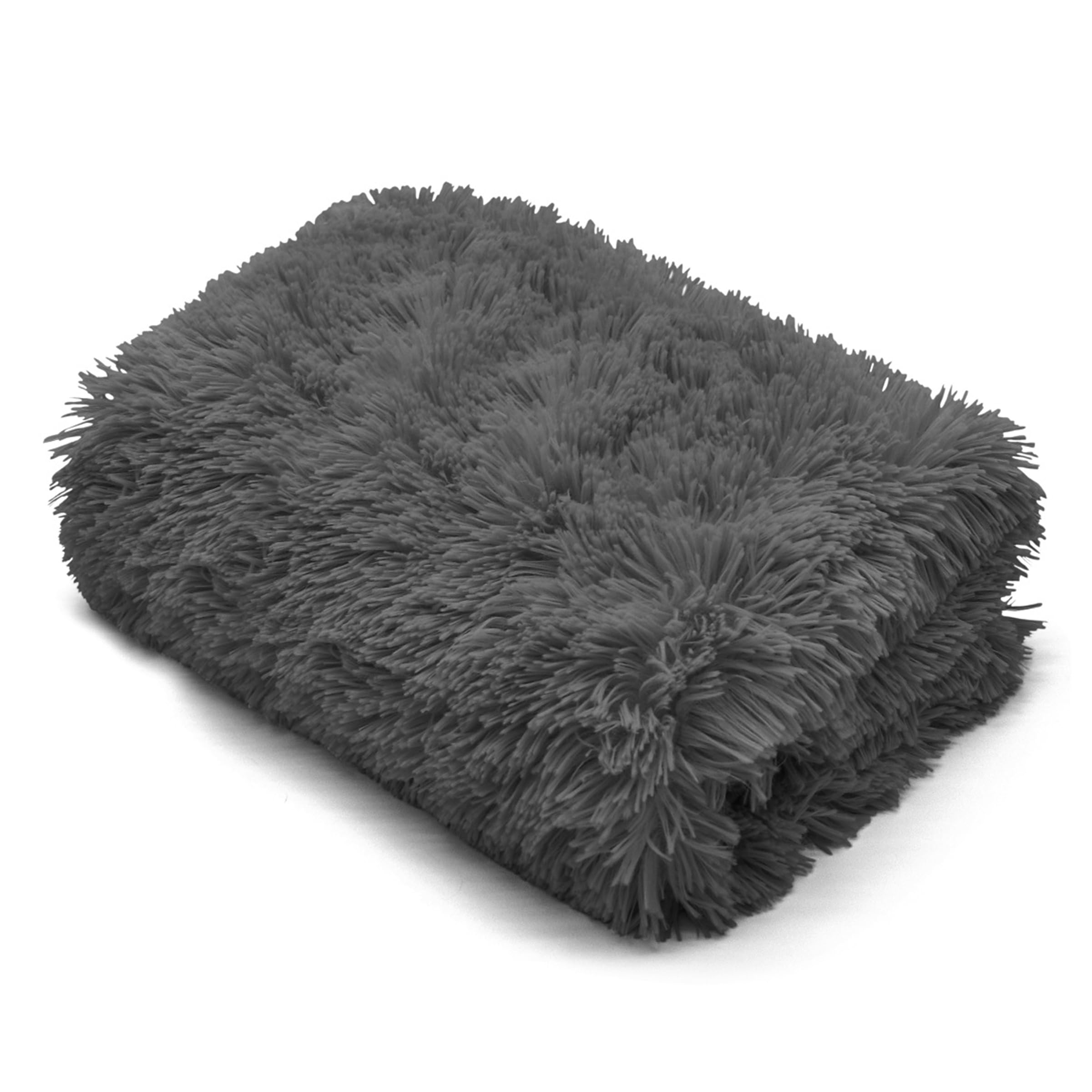 EGYPTO Fluffy Faux Fur Throw Blanket Large – Decorative Long Pile Cuddle Fleece Throw – Extra Warm, Soft & Fluffy Blanket for Sofa & Bed Double (150cm x 200cm, Charcoal)