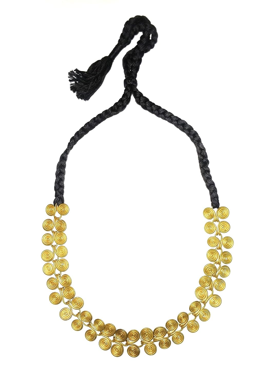 Utkal Crafts Dokra Handcrafted Necklace For Women - Brass Dual Line Spiral Beads Chain | Black Lace - Simple, Traditional... - Review, Price and Buying Guide
