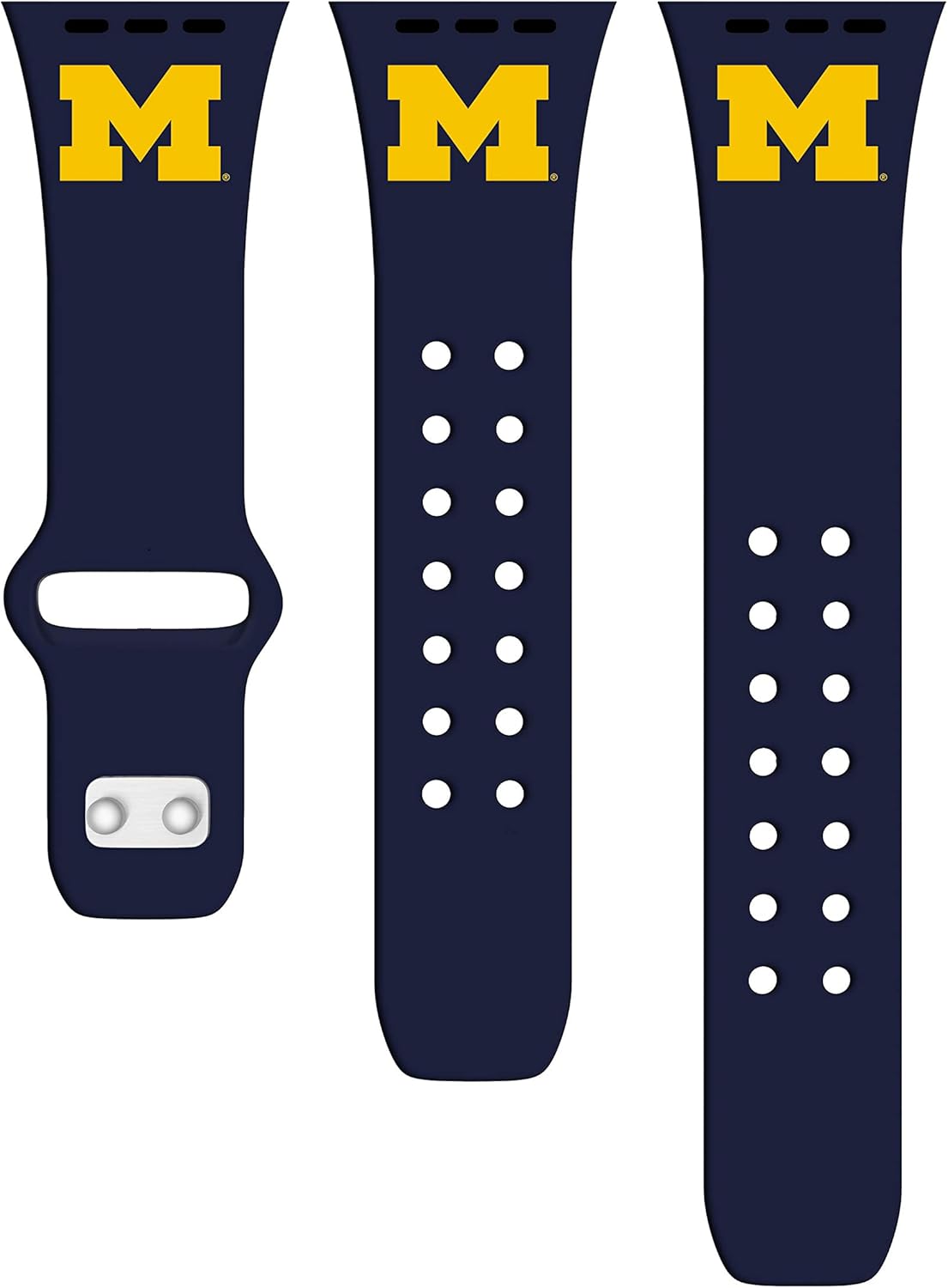 Affinity Bands Michigan Wolverines Silicone Sport Band and Case Cover Combo Package Compatible with Apple Watch and AirPods Gen 1 & 2 (42/44/45/49mm (46mm Series 11) Navy)