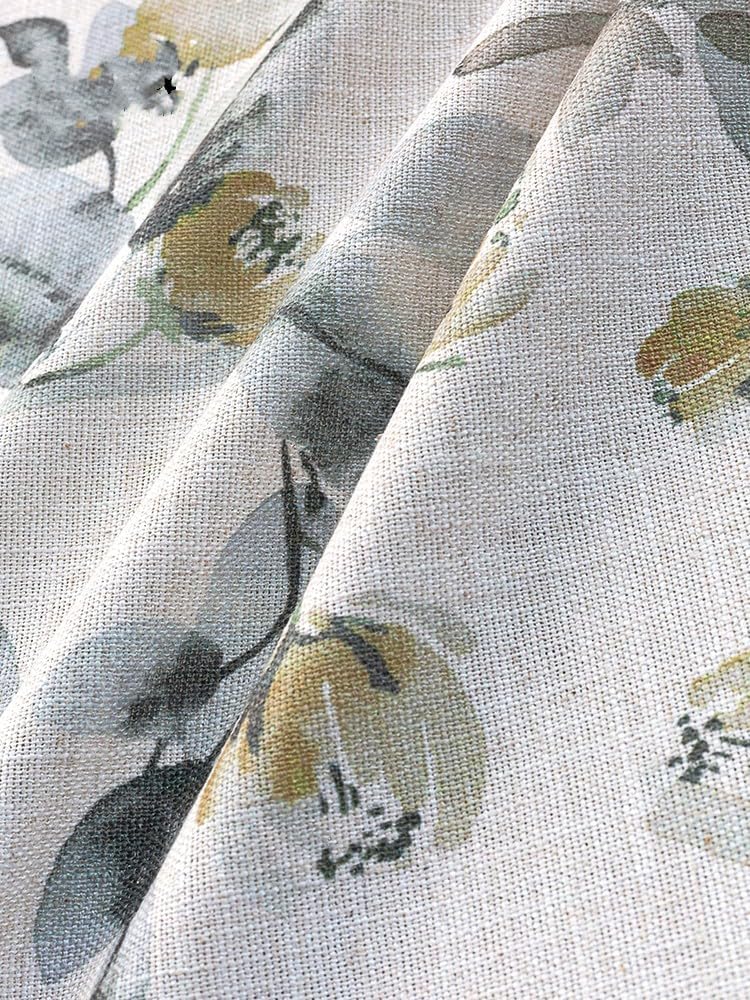 Linen Curtains Natural Blended Curtain Panels for Living Room/Floral Farmhouse Curtains Linen Semi Blackout Curtains 84 inch Length 1 Panels Set Grommet Window Panels, Natural 52" W x 84" L