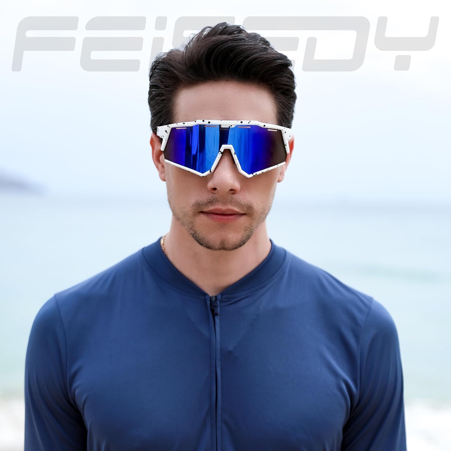 FEISEDY Polarized Sports Sunglasses for Men Women,Teens Baseball Tennis Sunglasses, TR90 Cycling Glasses B4151