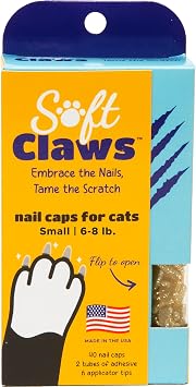 Soft Claws Safe Scratch-Free Solution for Cats - CLS Cleat Lock System, Size Small, Color Gold Sparkle