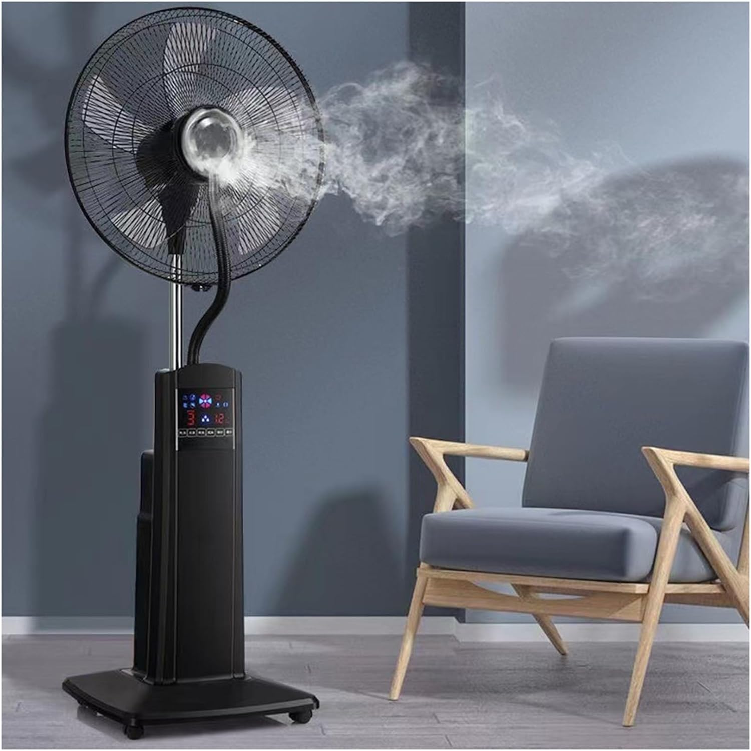 Tower Fan For Bedroom, 70° Oscillating Fans For Indoors, 6 Meters Remote Control Floor Fan, 3 Speeds, 12H Timer, Standing Fans, Misting Fan, Black, Gold(18in Black)
