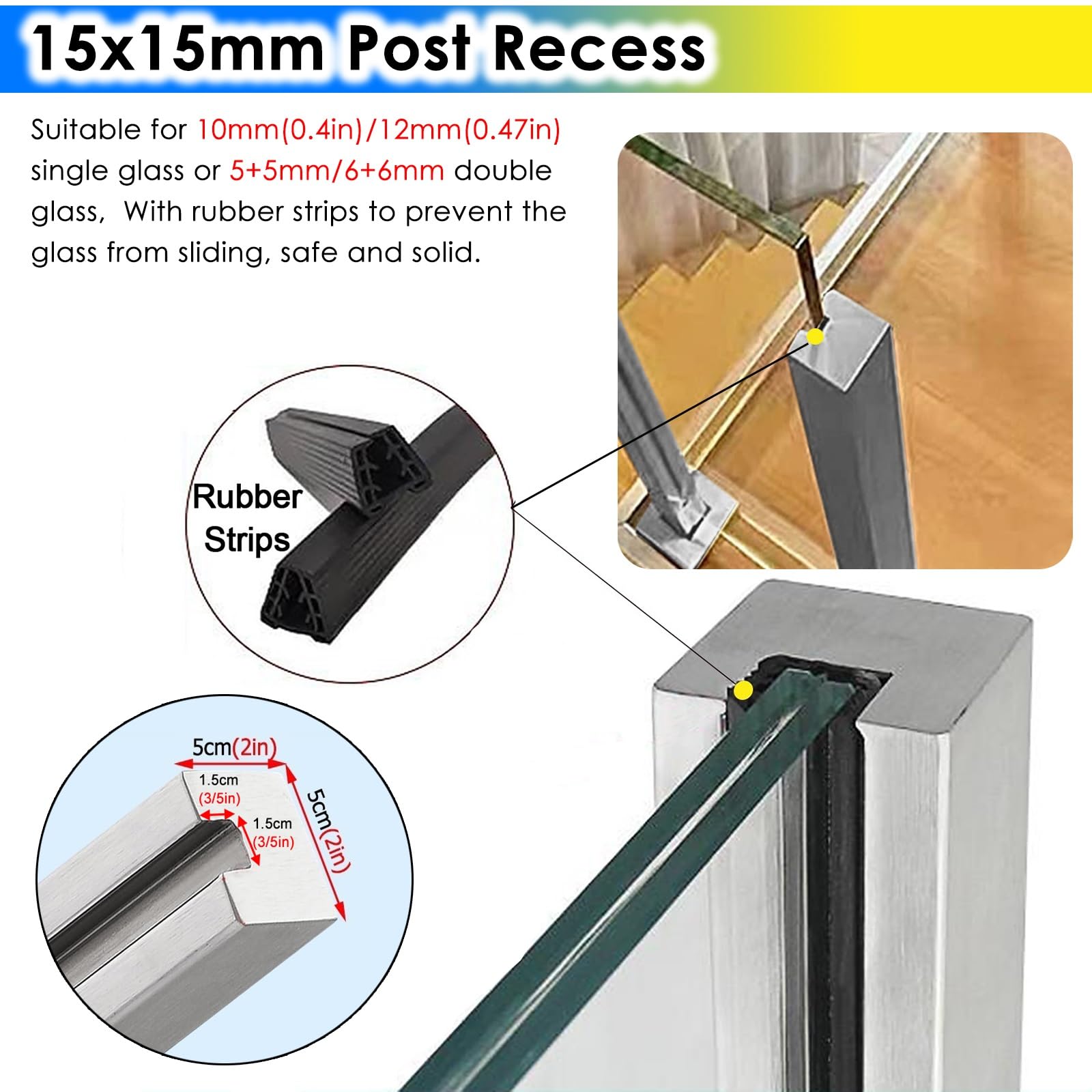 Acciaio inossidabile s Morsetto Post 85 125cm s Ringhiera Supporto per temperato s Side Mount per Deck Patio Balcone Sistema Guardrail Esterno