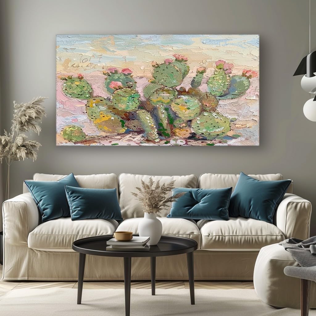 MKBKLI Abstract Canvas Wall Art for Living Room Cactus Paintings for Bedroom, Office, Kitchen - Home Decor Pictures, 80x160cm