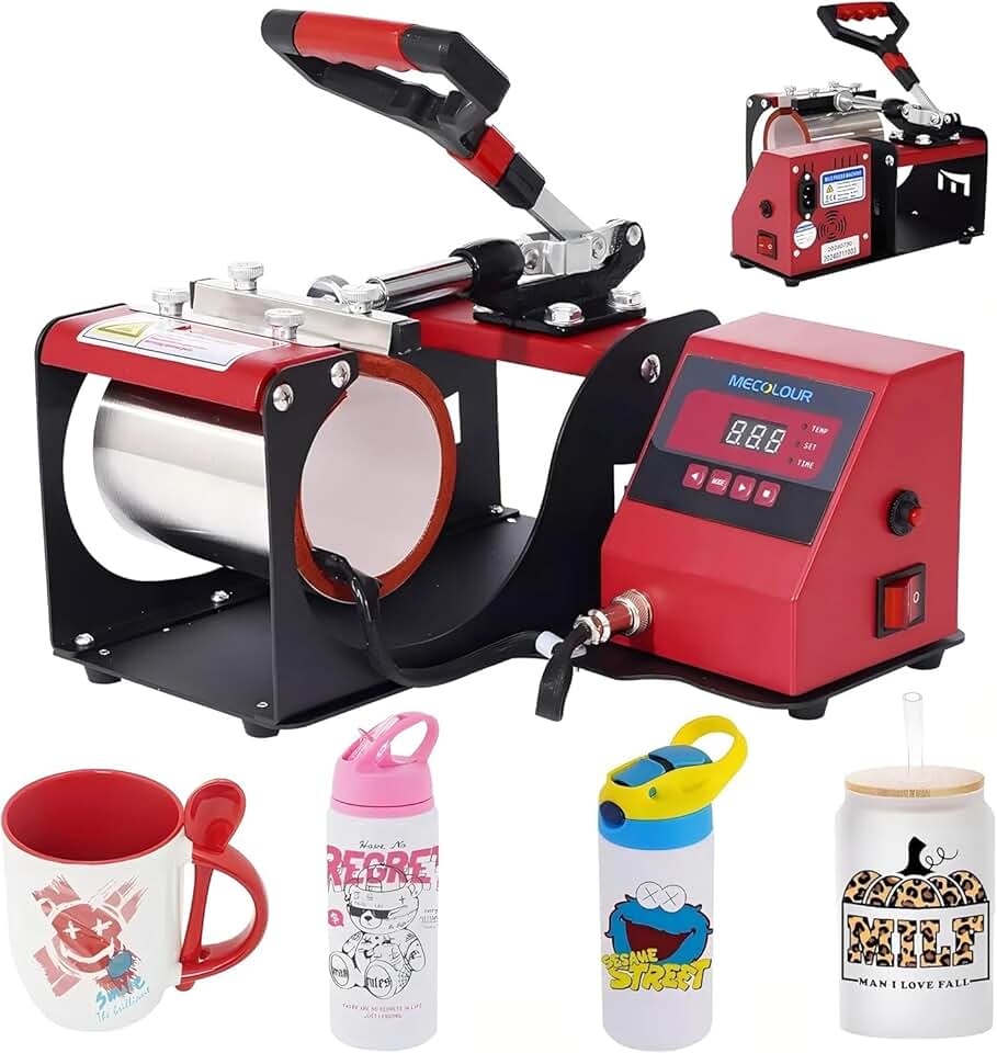 11oz Prensa Térmica De Sublimação Em Caneca Máquina De Prensa De Café Copo De Cerveja Caneca (110V, Vermelho)