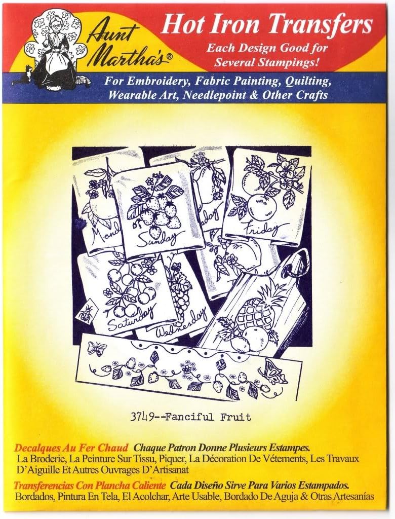 Aunt Martha's Hot Iron Embroidery Transfer 3749 Fanciful Fruit