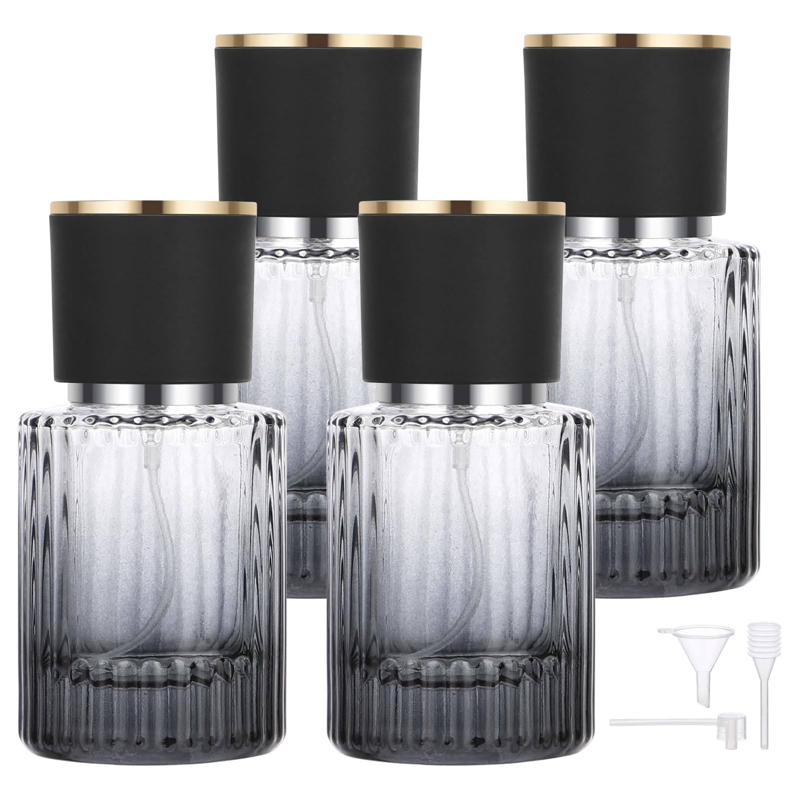 Segbeauty Boccette Profumi Vuoti, 4 Pezzi 30ml Porta Profumo da Borsetta, Vaporizzatore Vetro Ricaricabile, per Data Festa, Viaggi (Gradiente Nero)