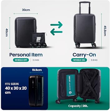 Take OFF Luggage Personal Item Suitcase 3.0 Expandable with Removable Wheels Converts from Carry-On into Under the Seat Luggage and fits Airline Sizers, Rose, 16 Inch - MINI