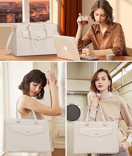 Miniatura 7 de LOVEVOOK Bolsa para laptop para mujer, 15.6 pulgadas, bolsa de mano para laptop 2 en 1, bolsa de trabajo profesional, maletín de negocios con bolso
