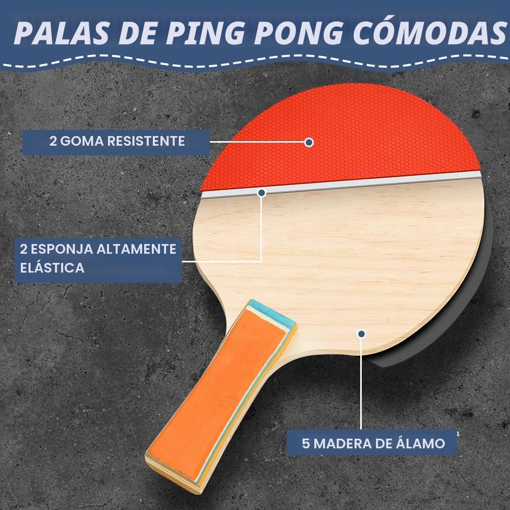 flintronic Raqueta de Tenis de Mesa, Set de Ping Pong Portátil con 2 Raquetas de Ping Pong Profesional, 3 Pelotas de Tenis de Mesa, para Juegos de Interior y Exterior