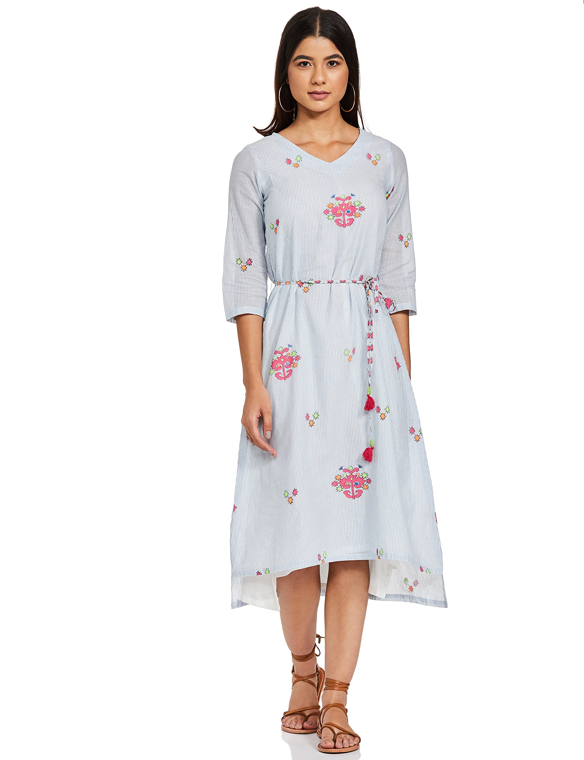 Rangriti Light Blue Cotton Dress in blue