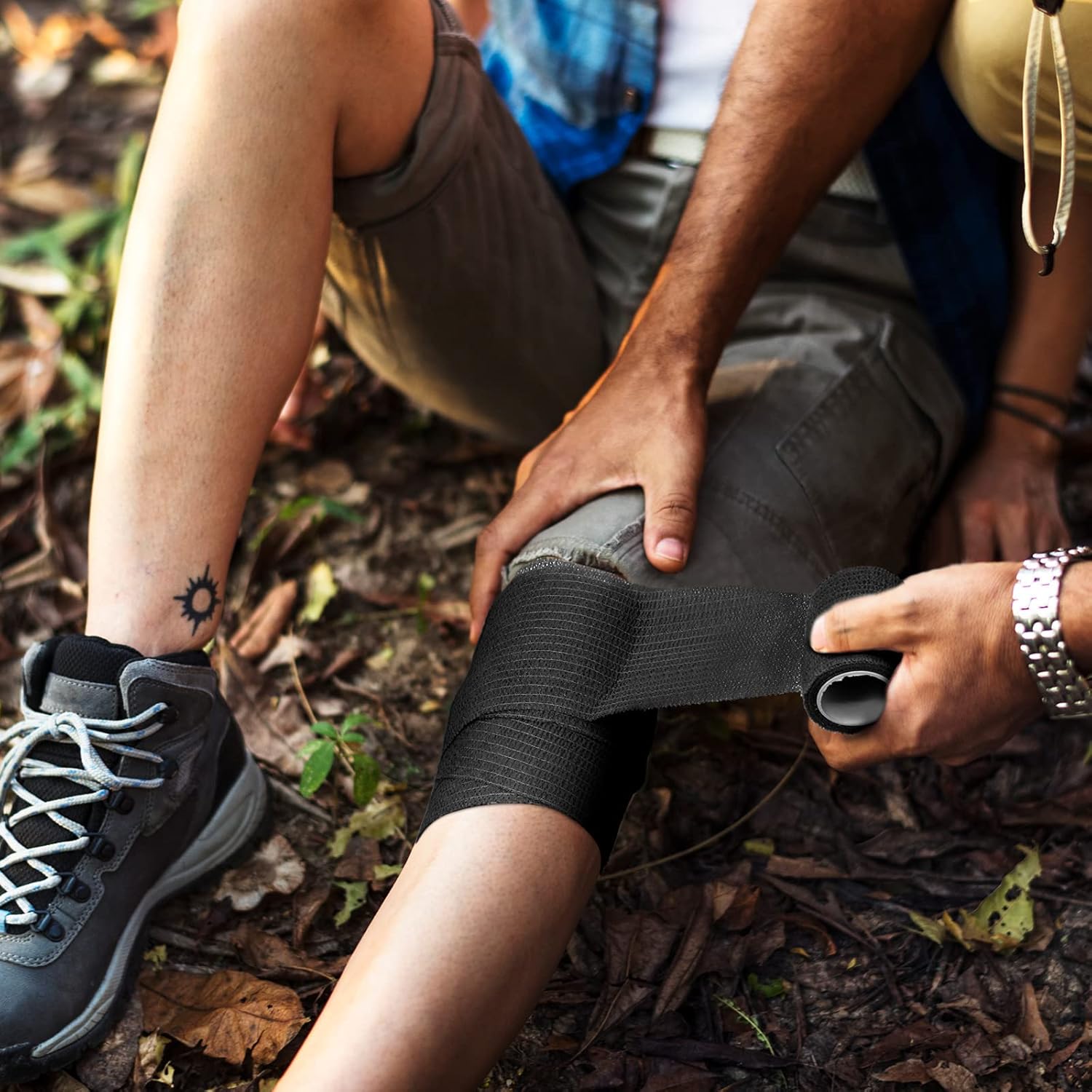 Treela 48 Pack Self Adhesive Wrap Bandage Bulk, 3 Inch x 5 Yard Self Adherent Cohesive Bandage Elastic Athletic Tape Breathable Wound Tape for Stretch Athletic Sports Wrist Ankle(Black) - Image 6