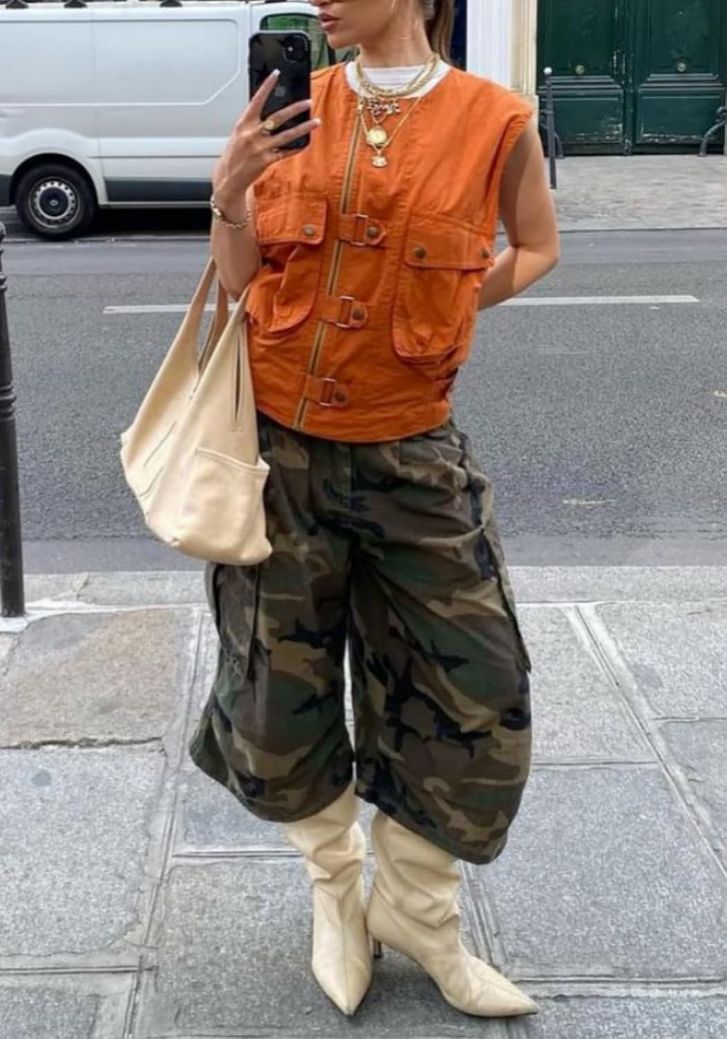 Women's Barrel Camo Pants Y2k Baggy Camouflage Army Fatigue Cargo Jorts Wide Leg Bermuda Cropped Trousers Streetwear - Image 5