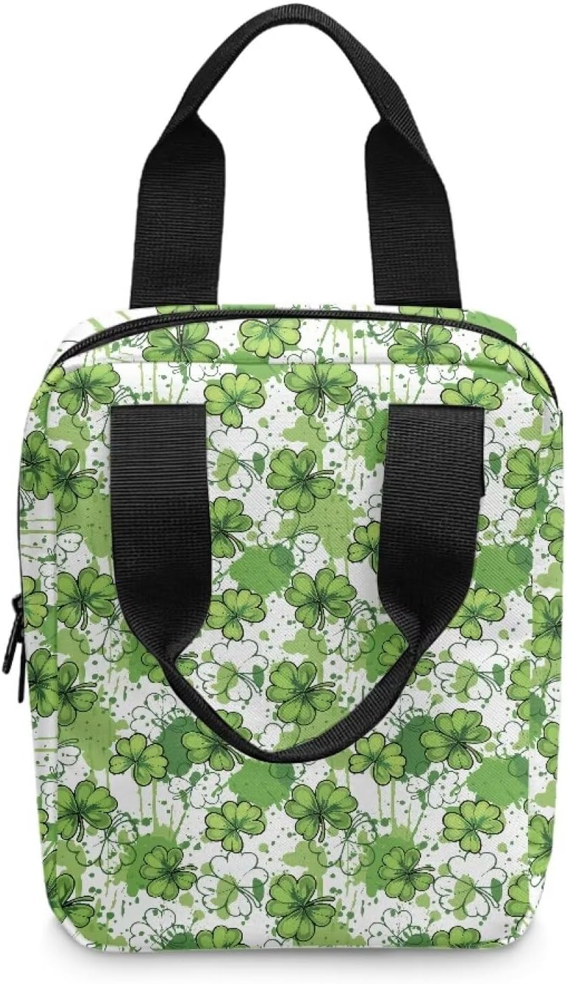 Xoenoiee Green Paint Shamrock Pattern Bible Cover Bible Case Tote Bible Bag with Bookmark Bible Case for Women Men St. Patrick's Day Bible Carrying Case Bible Tote Bag