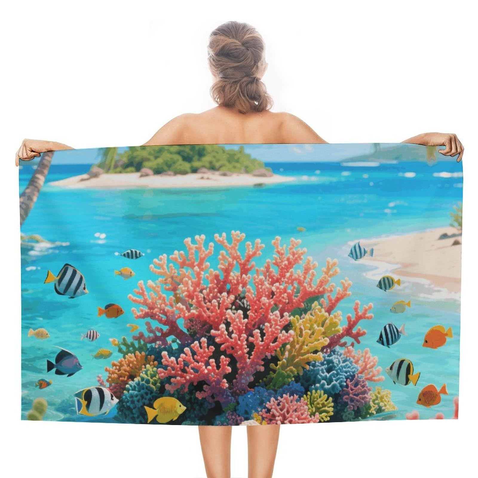 asbwuo Island Corals Beach Towels Extra Large Quick Dry Absorbent