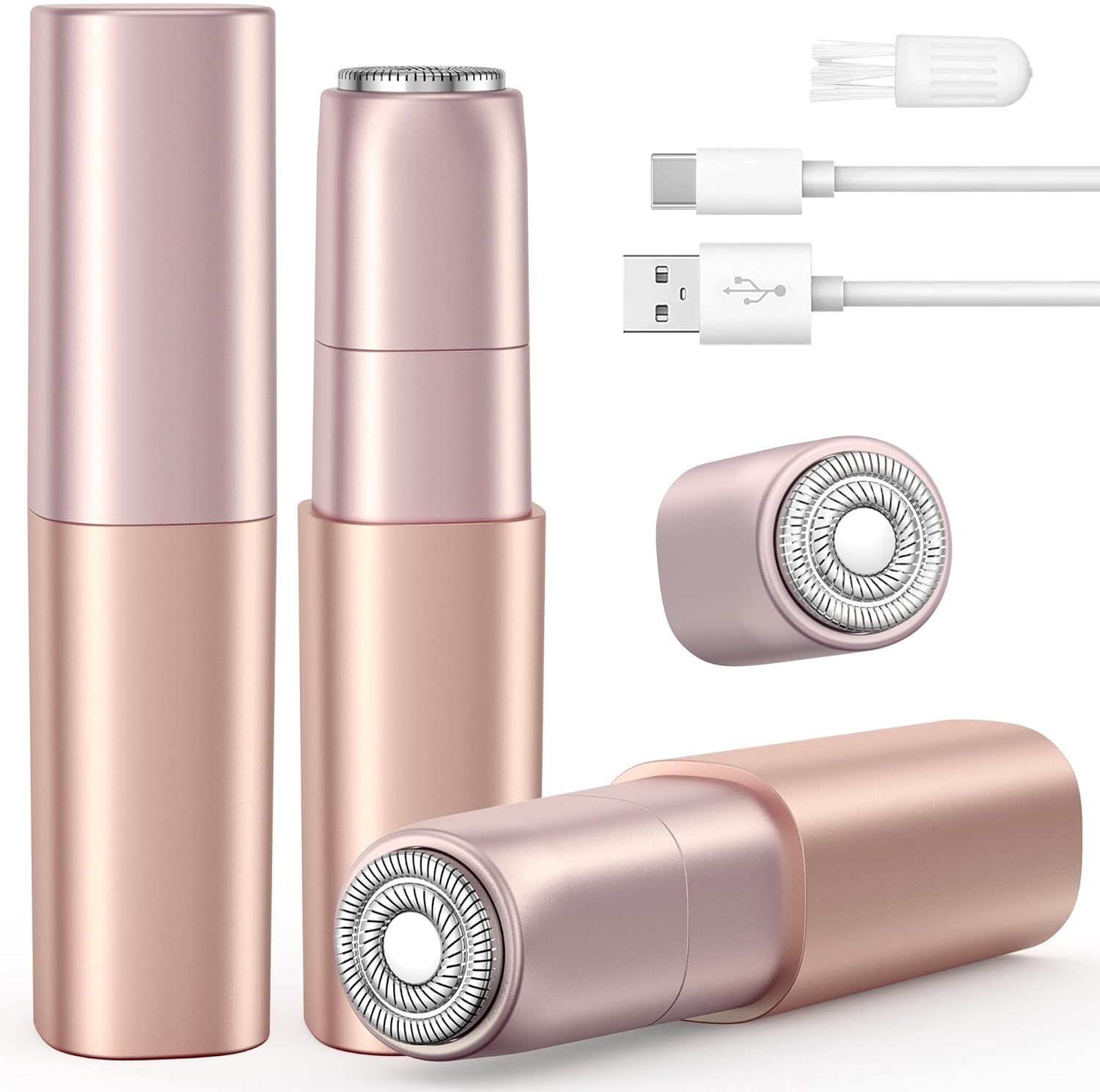 Rechargeable Facial Hair Remover for Women: Painless Mini Face Razor with 2 Replacement Heads | Quick & Gentle Shave for Upper Lip, Chin & Face | Portable for On-The-Go Use Rechargeable Facial Hair Remover for Women: Painless Mini Face Razor with 2 Replacement Heads | Quick & Gentle Shave for Upper Lip, Chin & Face | Portable for On-The-Go Use