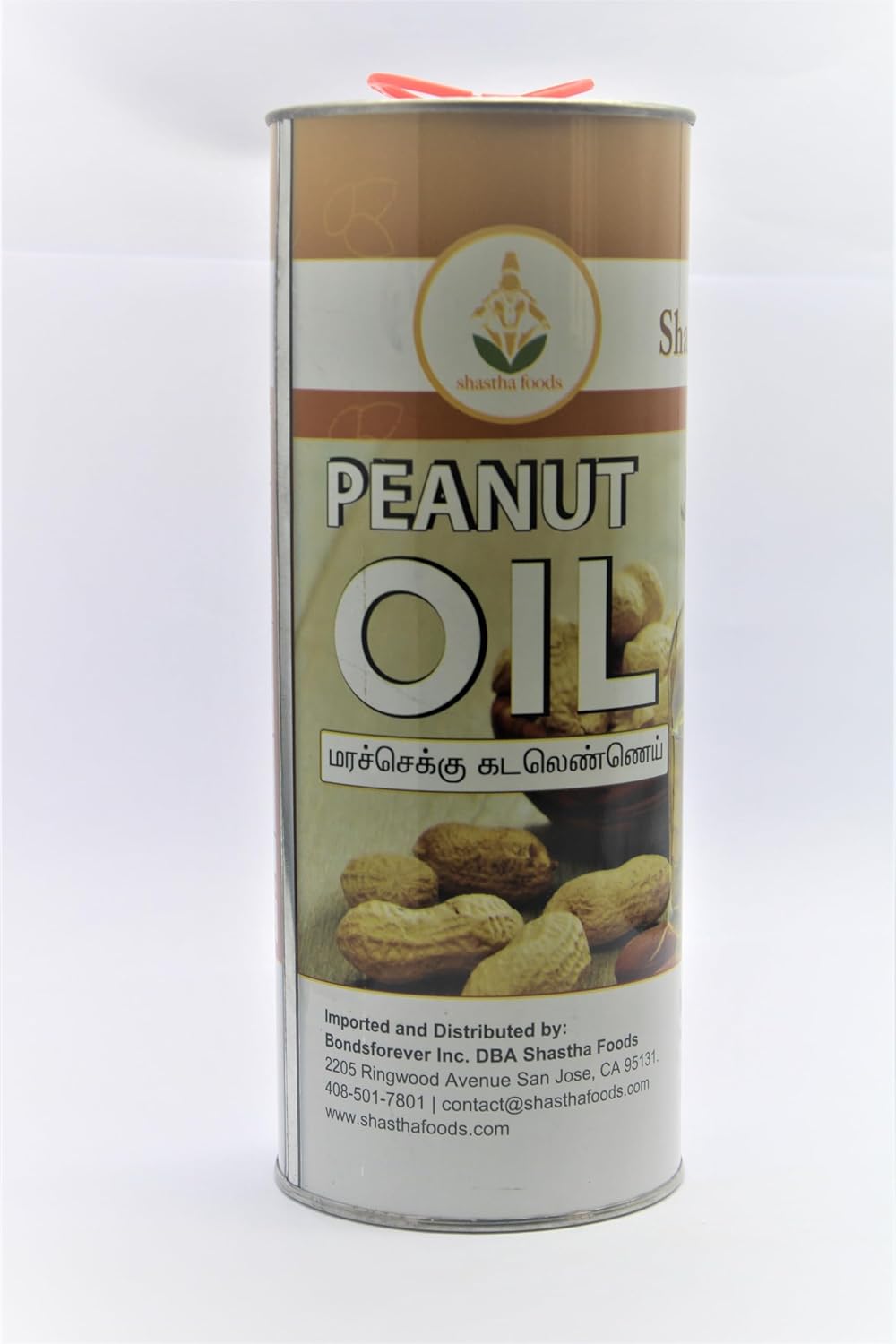 Shastha Cold Pressed (Chekku) Peanut Oil - 1 Ltr (Pack of 8) (T-L)