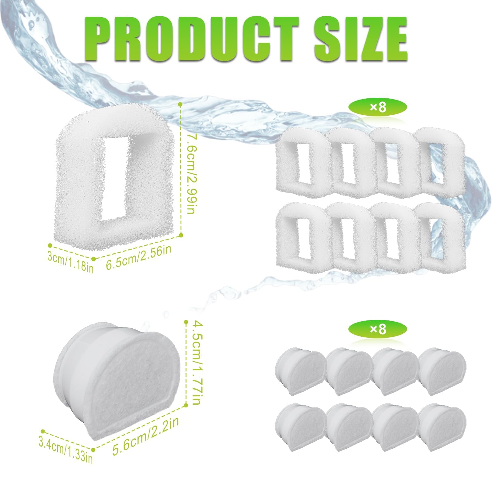 Filtri Fontanella Gatti PetSafe Drinkwell Fountain Acciaio Inox 360 Avalon Pagoda Seascape Sedona 16 Pezzi Prefiltro Schiuma Filtro Carbonio