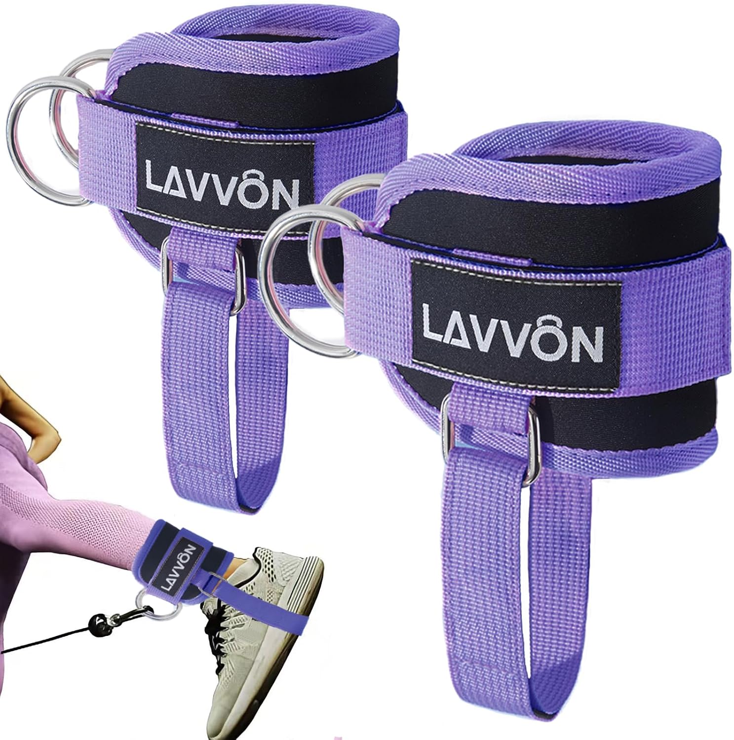 Ankle Straps for Cable Machines Kickbacks - Glute Workout Cuffs Padded
