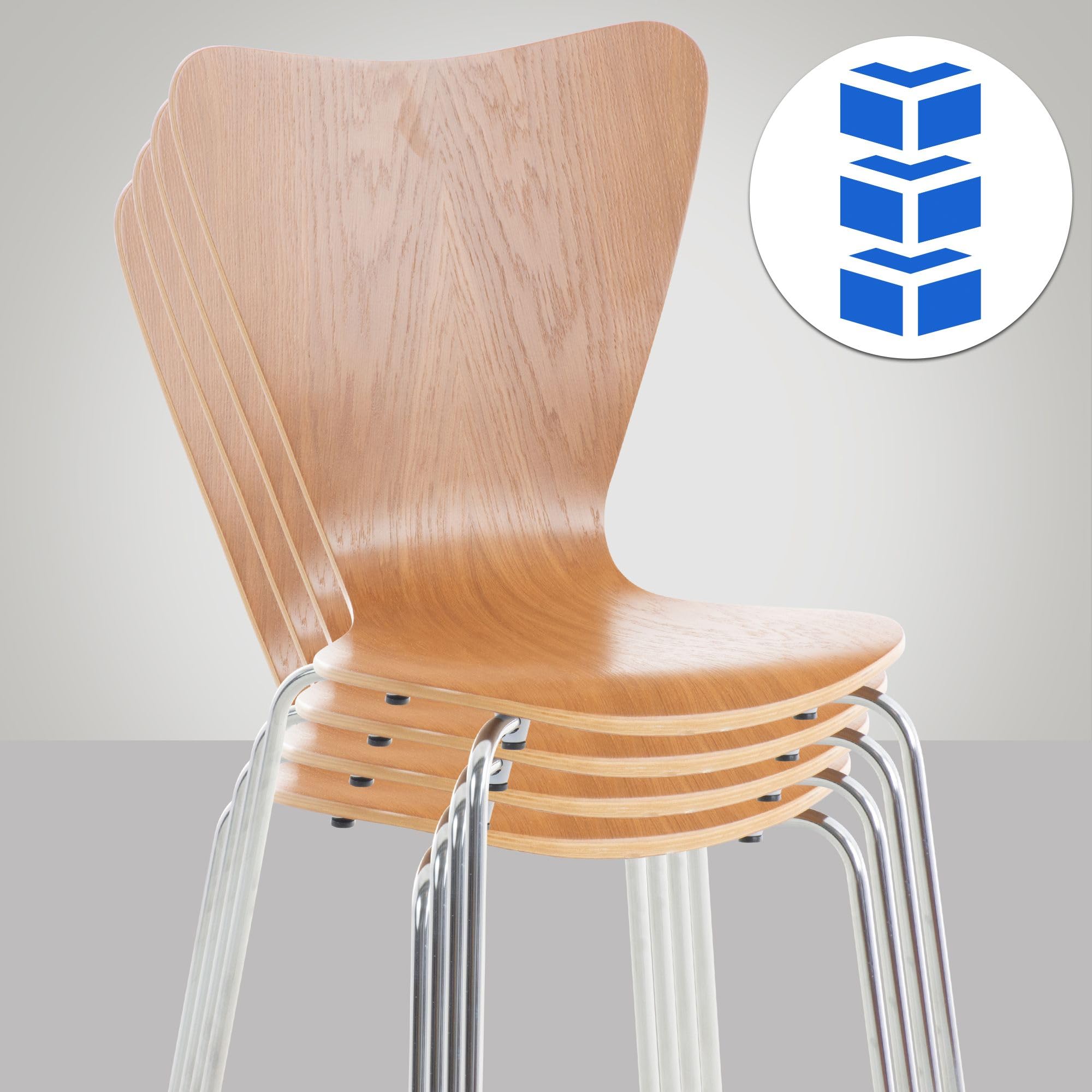 CLP Chaise Empilable Calisto en Bois - Assise Ergonomique - Chaise de Salle d'Attente en Bois Chaise, Hauteur Assise 45 cm -Couleurs au Choix:, Couleur:chęne