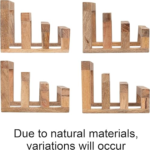 Miniatura 9 de 6 Inches Mango Wood Cutting Board Stand with 3 Sections for Kitchen, Natural