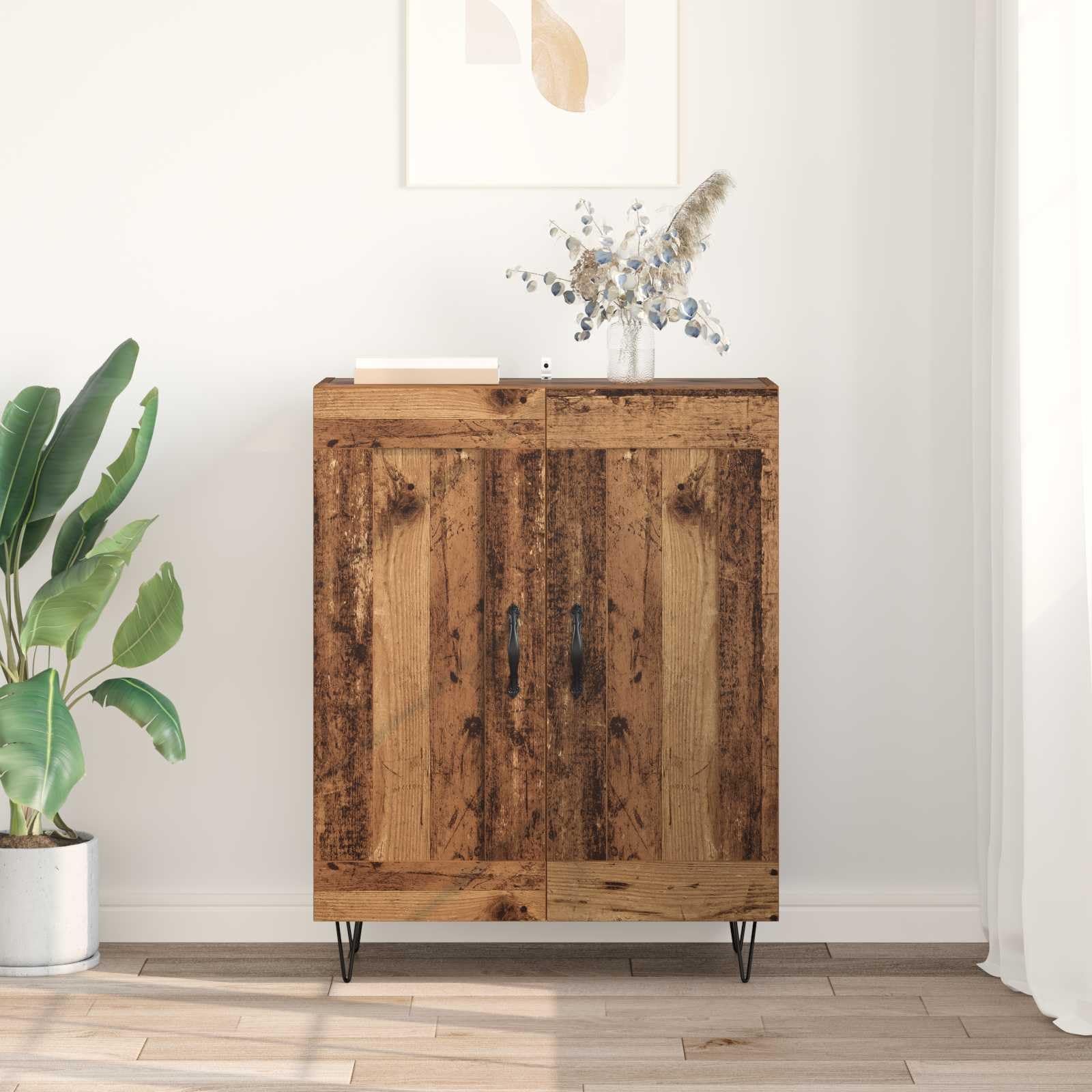 Credenza in legno anticato, 69,5 x 34 x 90 cm, credenza in legno