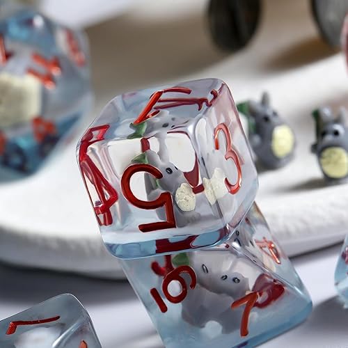 Miniatura 2 de Juego de dados DND de anime, dados de resina con núcleo de animal para Dungeon and Dragons D&D RPG MTG Pathfinder (animal anime)