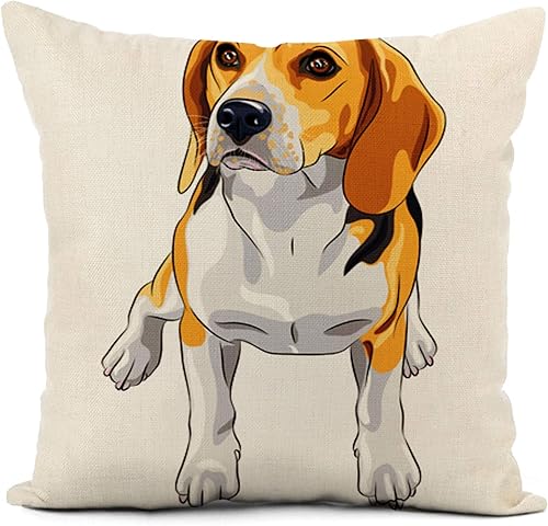 Miniatura 3 de Juego de 4 fundas de almohada de lino para laboratorio Retriever de raza de perro amarillo serio Labrador Retriever 20 x 20 pulgadas decoración del