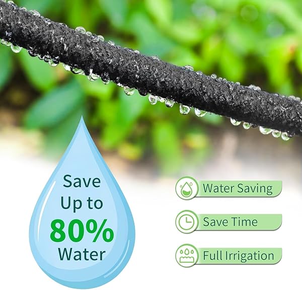 MAMIZO 50M Drip Hose Set, Soaker Hose Set, Porous Pipe Leaky Pipe, Garden Hose for Watering, Gardens, Lawn, Patios, Black - 4