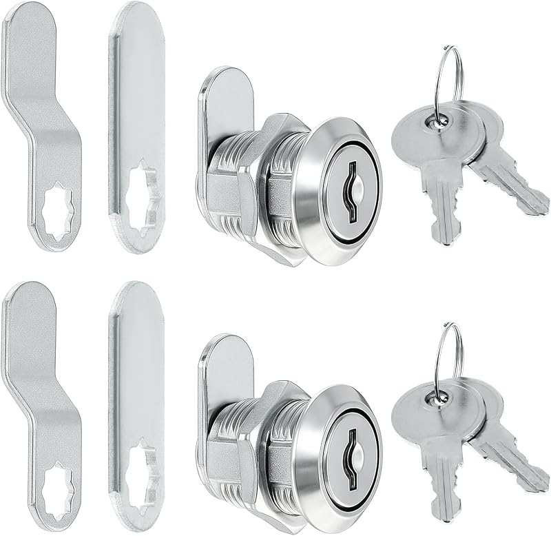 2 Pack Cabinet Locks with Keys, File Cabinet Lock Replacement 5/8" Cam Locks Keyed Alike Toolbox Lock Replacement for Drawers Mailbox Tool Box