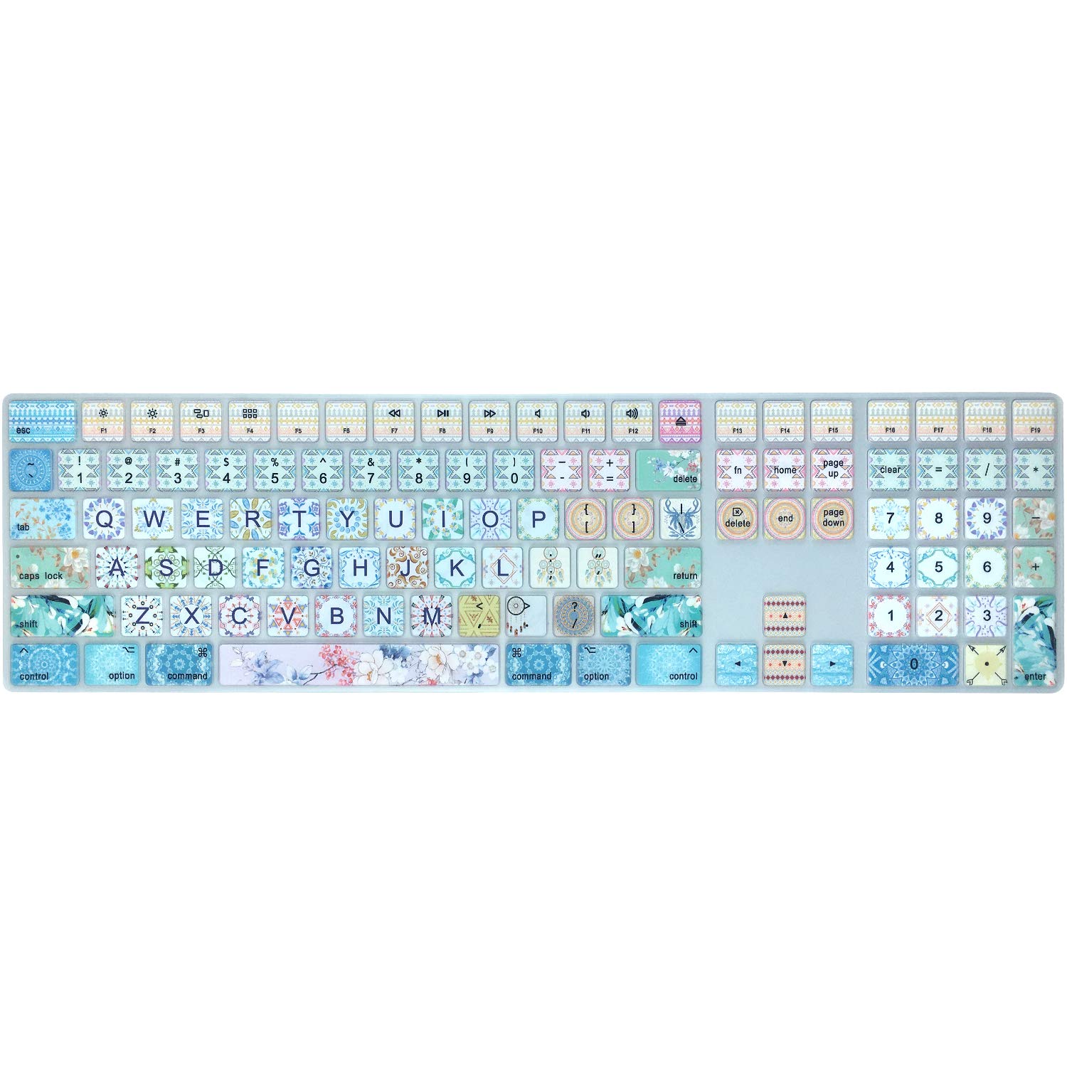 WSLUCKOSilicone Keyboard Cover Skin for 2017/2018 Apple iMac Wireless Magic Keyboard with Numeric Keypad (Model:MQ052LL/A A1843), US Layout, Garland