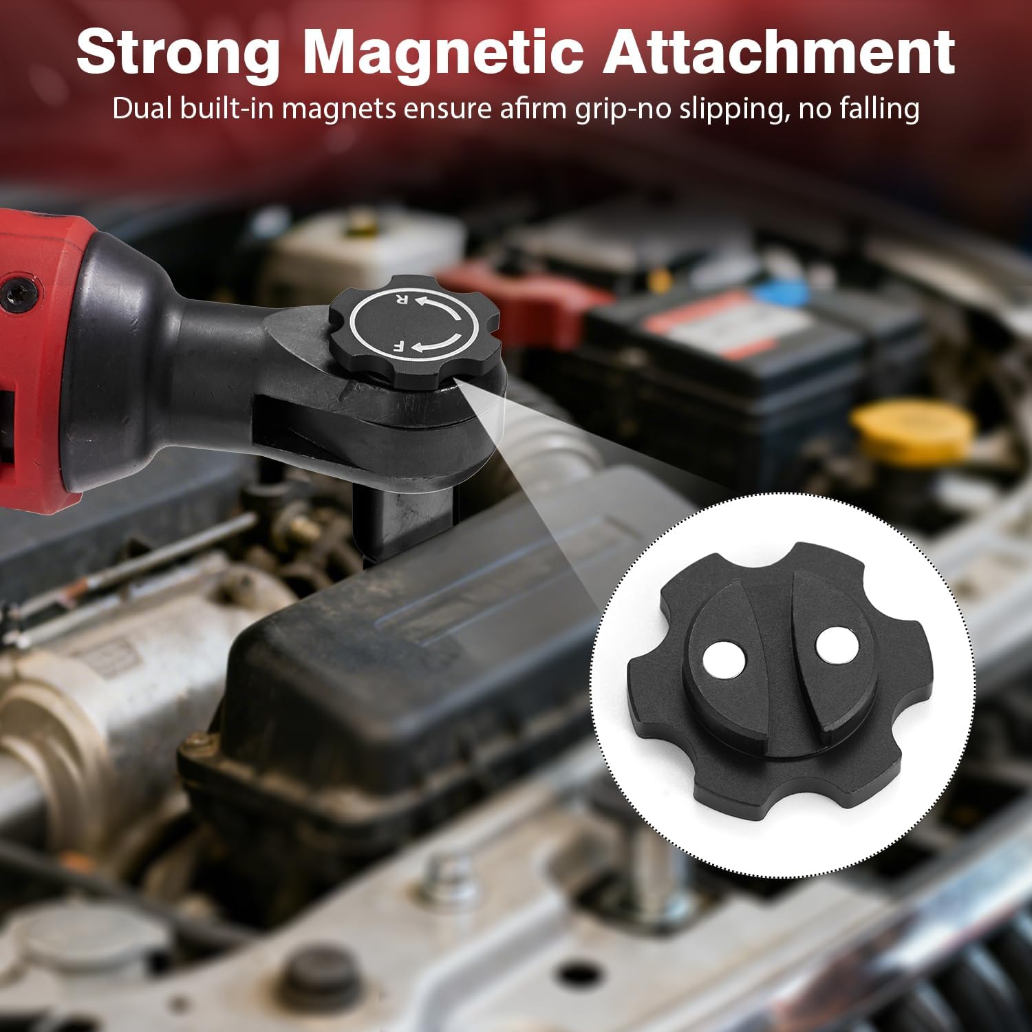 Head Magnetic Switch for Mil-Waukee M12 Ratchet, Reversible Ratchet Knob 3/8 Socket Set, Magnetic Twist Button Tool (2 Pack) image 3