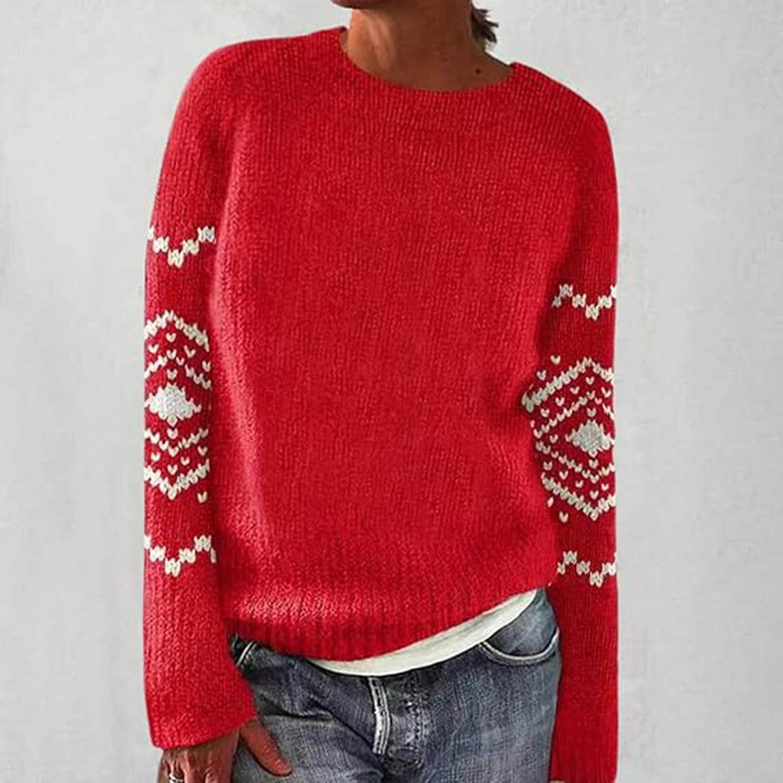 Maglioni Natalizi da Donna, Casual, Larghi, a Maniche Lunghe, Girocollo, retrò, Natalizi, Vintage, Fair Isle, Felpa