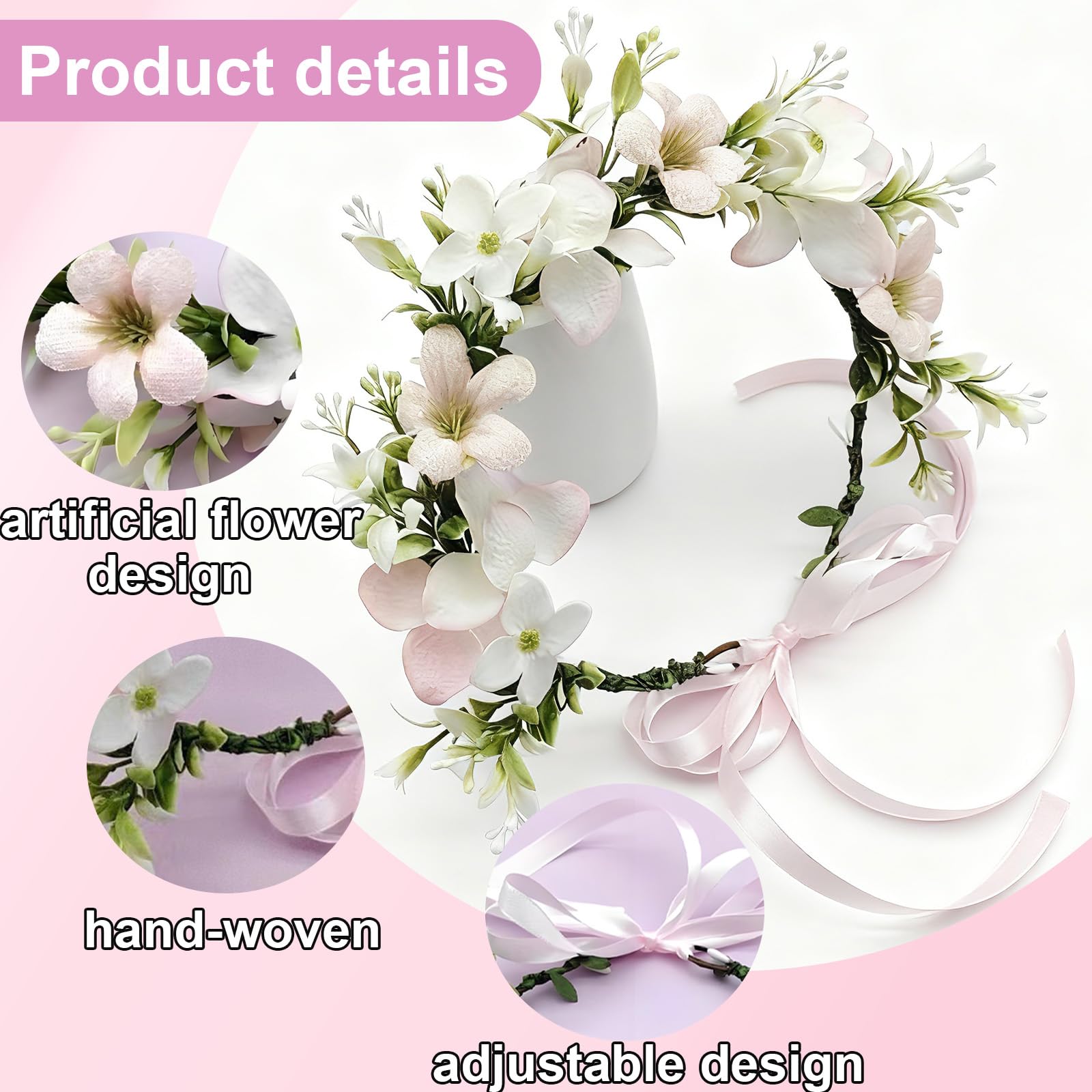 Papillon per Cane, Fiore Elegante con Fiori e Nastro, Adatto a Tutte Le Taglie di Cane, Regolabile, Perfetto per Matrimoni e Occasioni Speciali