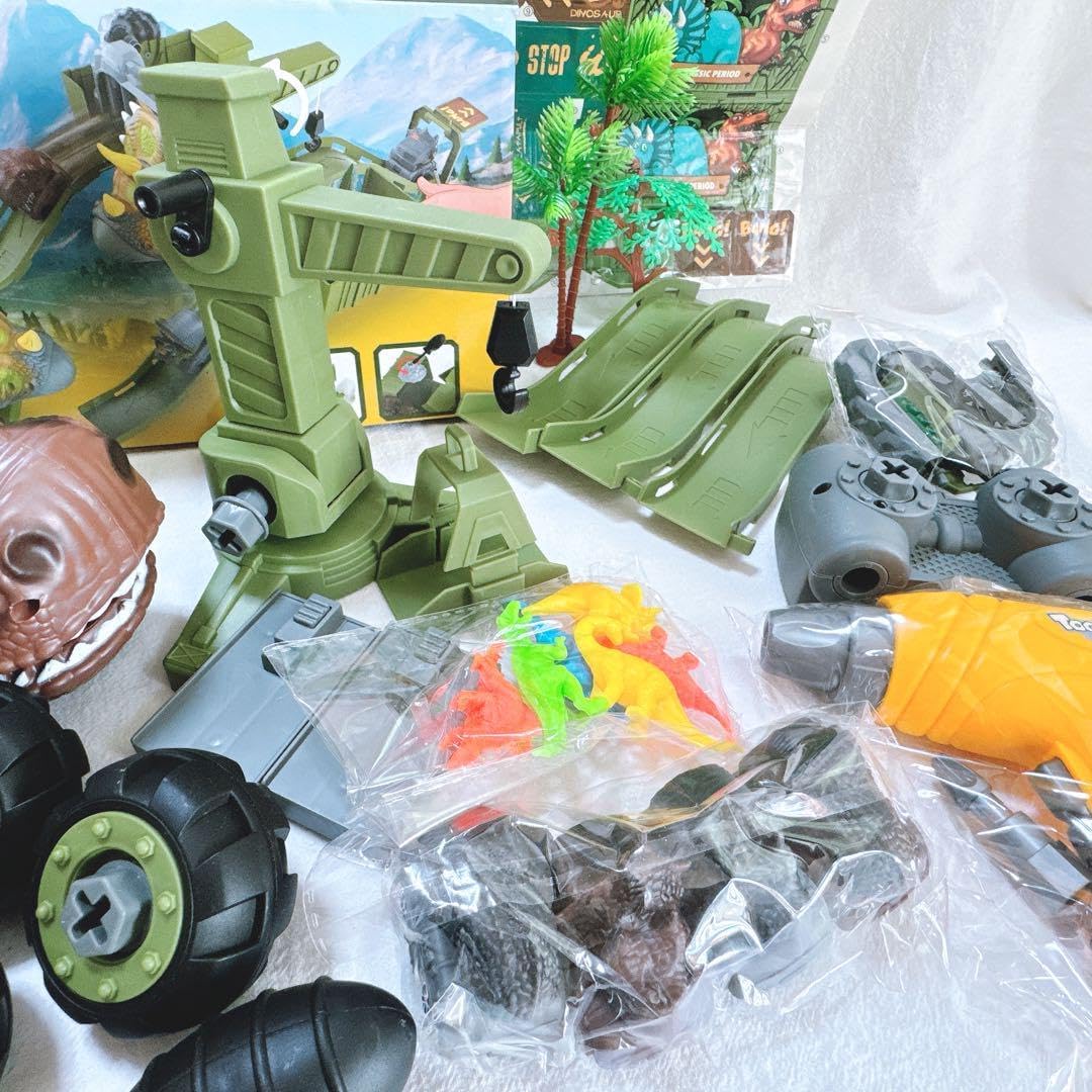 恐竜 車おもちゃ DIYカー 組み立て トラックセット おもちゃ 恐竜 車