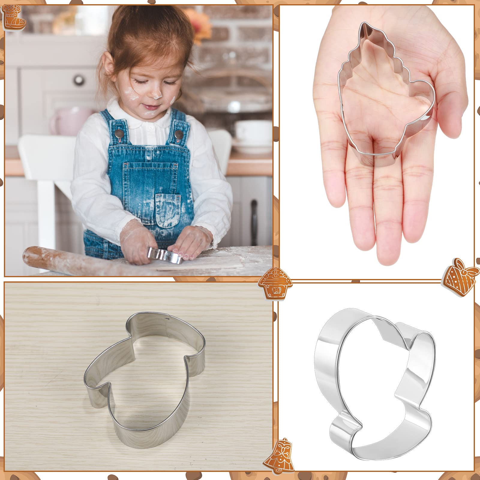 Funtery 12 Stück Winter Weihnachten Ausstechformen Hässliche Pullover Schneeflocke Set Kaffeetasse Hot Kakao Strumpf Hut Fäustling Fondant Keksausstecher für Urlaub Winter Party Edelstahl (Schneemann)